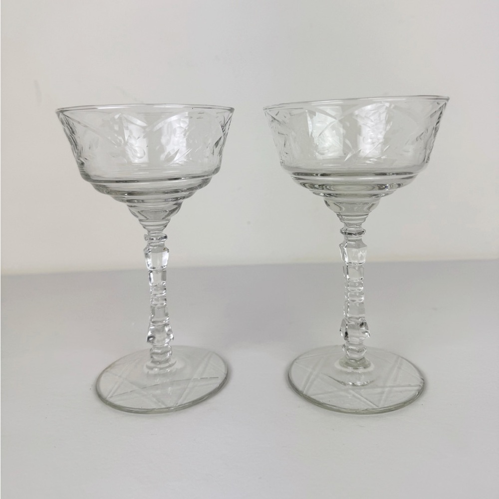 Rock Sharpe Normandy Crystal Glass Champagne Glasses (2)